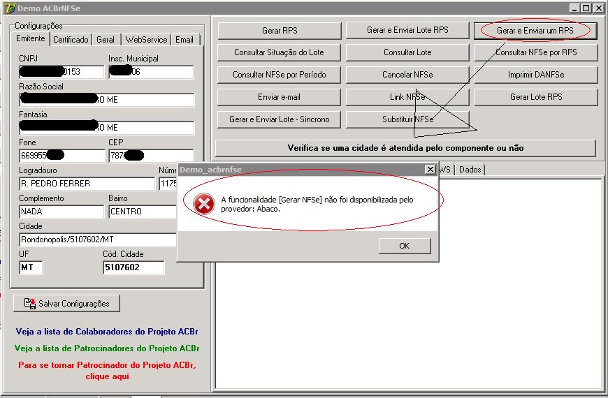 NFSe Elotech - Rejeicao S29 e S3 - ACBrNFSe - Projeto ACBr