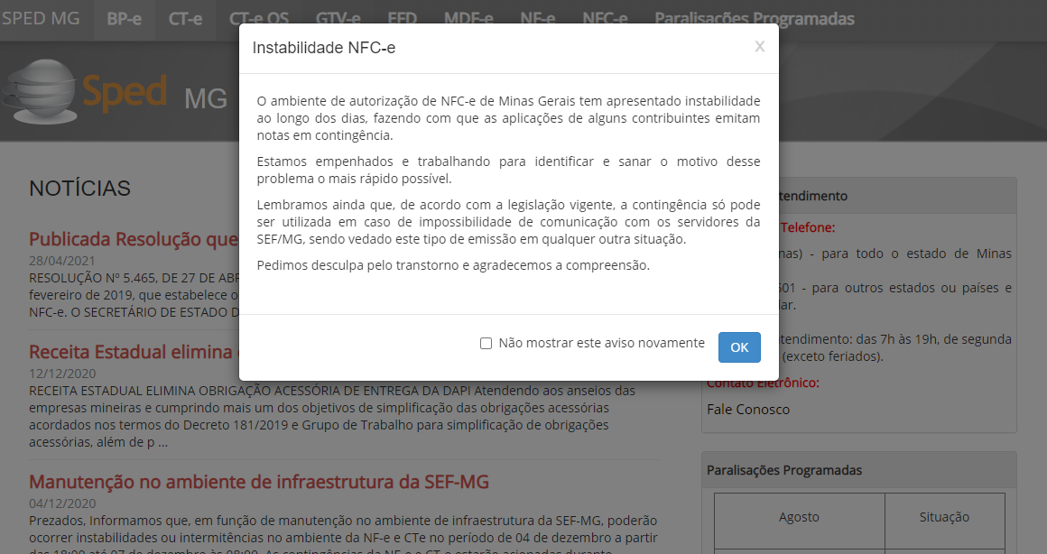NFCe sefaz-MG: <?xml version='1.0' encoding='UTF-8'?><S:Envelope  xmlns:S=  xmlns=  - NFC-e - Nota Fiscal do