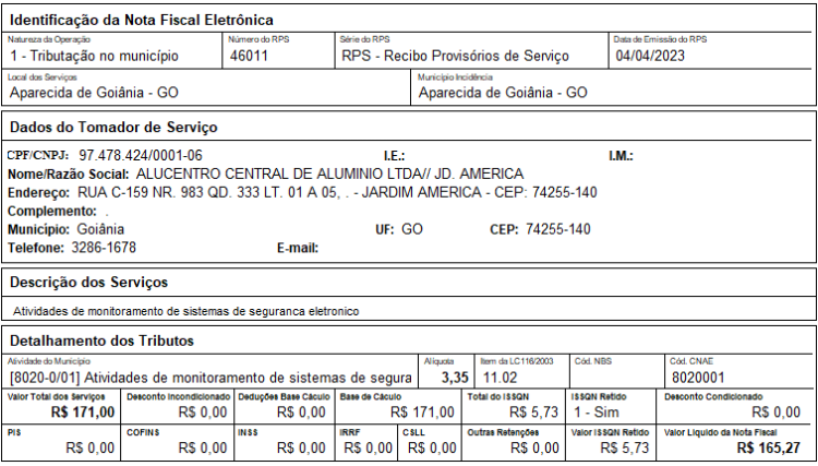 Nfsex Aparecida De Goiânia Issnet 204 Município Em Branco Acbrnfse Projeto Acbr 0676