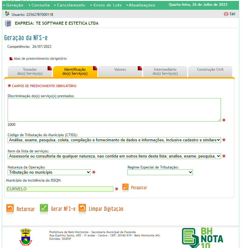 CHAMADA ABERTA PARA PRESTAÇÃO DE SERVIÇO DE COMPILAÇÃO